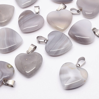Подвеска Сердце, Натур. камень Агат серый, 20х20 мм (POD-054354)