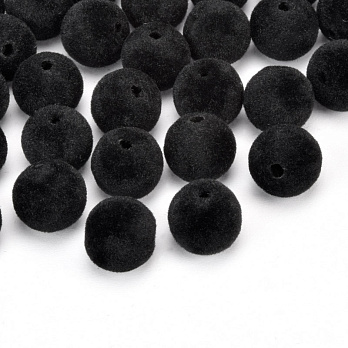 Намистина оксамитова, Кругла, 10 мм, Чорна (BUS-060186)