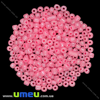 Бисер китайский крупный, 6/0, Розовый перламутровый, 4 мм (BIS-015625)