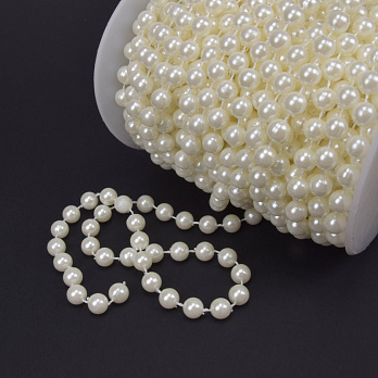 Намистини на нитці, Перли, 8 мм, Молочні (KAB-035312)