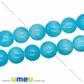 [Архів] Намистина натуральний камінь Нефрит блакитний, 12 мм, Кругла (BUS-016309)