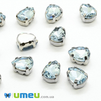 Шатон крапля 8х6 мм, Темне срібло, Сіро-блакитний (KAB-038111)