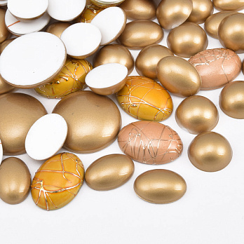 Кабошоны пластиковые, Микс золотистый (KAB-060983)