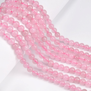 Намистини Кварц рожевий, Натур. камінь, 6,5 мм, Круглі, 38 см (BUS-051731)