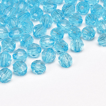 Бусины акриловые, Круглые граненые, 6 мм, Голубые (BUS-059726)