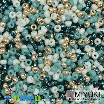 Бісер японський Miyuki круглий RR 11/0 №MIX108, Мікс бірюзовий (BIS-049818)