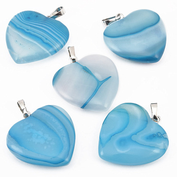 Підвіска Серце, Натур. камінь Агат синій, 25х25 мм (POD-058549)