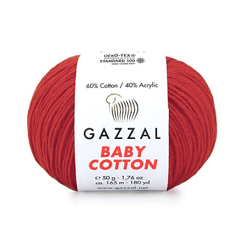 Пряжа Gazzal Baby Cotton №3443, 50 г, 165 м, Червона (YAR-062515)