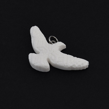Підвіска Горлиця з полімерної глини, 40х20 мм, Біла (POD-058988)