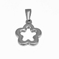 Подвеска из нерж. стали Цветок, 32х20,5 мм, Темное серебро (STL-059181)