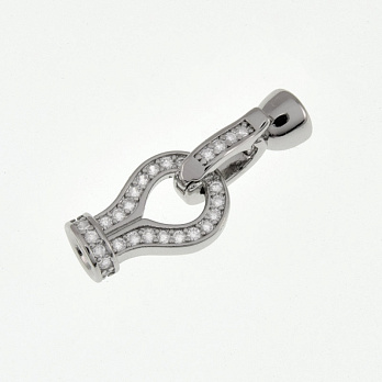 Застібка, 23х9,5 мм, Латунь з покриттям Родій, Куб. цирконій (ZAM-060839)