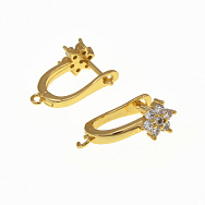 Швензы круглые, Латунь с покрытием 18 kt, Стразы куб. цирконий, 18х13х7 мм (OSN-060001)