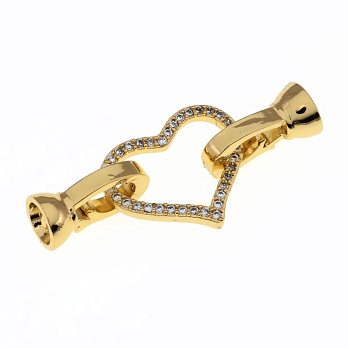 Застібка, 35х14 мм, Латунь із покриттям 18 kt, Куб. цирконій (ZAM-055440)