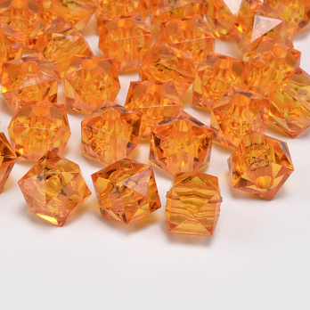 Намистини акрилові, Куб гранований, 10х8,5 мм, Помаранчеві (BUS-054552)