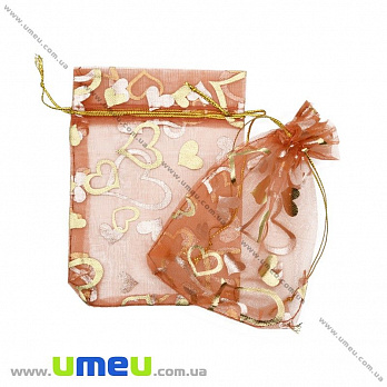 Подарункова упаковка з органзи, 10х12 см, Помаранчева (UPK-026269)