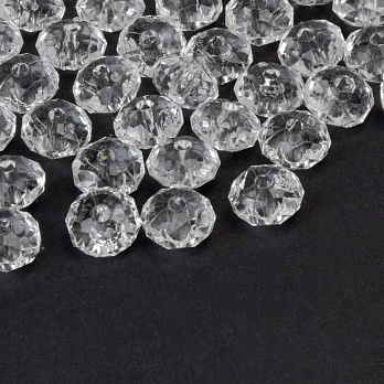 Намистини акрилові, Ронделі, 8х5 мм, Прозорі (BUS-059953)