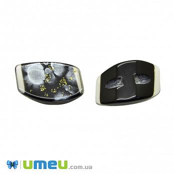 Гудзик пластиковий на півніжці Ромб, 21х14 мм, Чорний (PUG-046396)