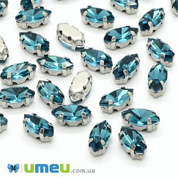 Шатон човник 8х4 мм, Темне срібло, Бірюзовий (KAB-037922)