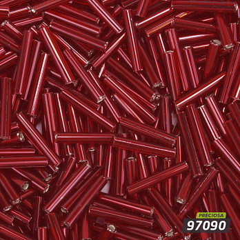 Бисер чешский Стеклярус 5, №97090, Красный блестящий, 12 мм (BIS-059340)