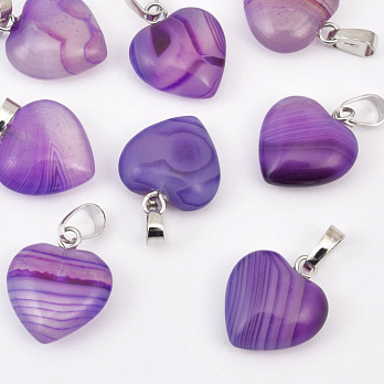Підвіска Серце, Натур. камінь Агат фіолетовий, 18х15х10 мм (POD-057899)