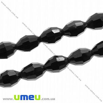 Бусина под хрусталь Рис, 9х6 мм, Черная, 1 шт (BUS-009393)