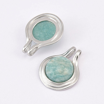 Підвіска Кругла, Натур. камінь Амазоніт, 28х22,5 мм (POD-058658)