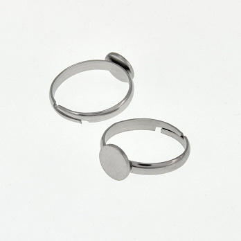 Кольцо из нерж. стали с площадкой 8 мм, Темное серебро (OSN-060541)