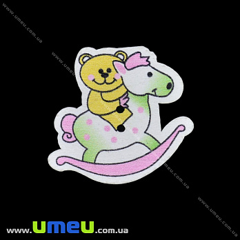 Декоративний пришивний елемент Конячка, 31х30 мм, Рожевий (DIF-033456)