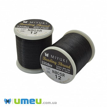 Нитка для бісеру Miyuki 12, Чорна, 50 м (MUL-045288)
