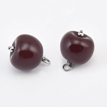 Підвіска Яблучко з полімерної глини, 22 мм, Бордова (POD-059001)