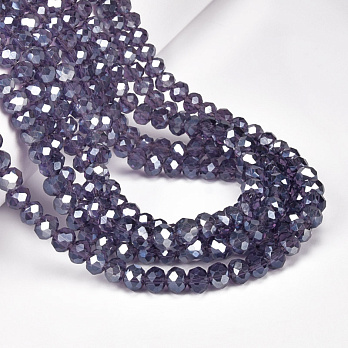 Намистини ронделі, 6х5 мм, Аметистові АВ (BUS-057079)