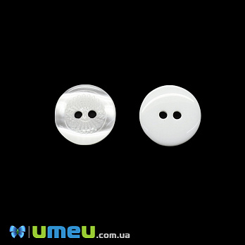 Пуговица пластиковая Круглая, 15 мм, Белая перламутровая (PUG-046502)