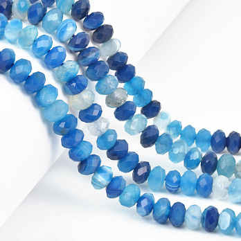 Намистини Агат синій, Натур. камінь, 8х5 мм, Ронделі (BUS-058169)
