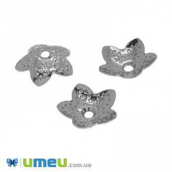 Обіймач з нержавіючої сталі Квіточка, 10х2,5 мм, Темне срібло (STL-039736)