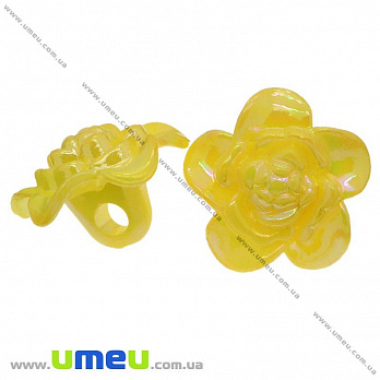 Гудзик пластиковий на ніжці Квітка Анемона, 17х11 мм, Жовтий АВ (PUG-008929)