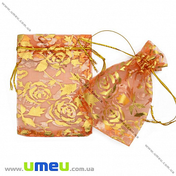 Подарочная упаковка из органзы, 7х9 см, Оранжевая, 1 шт (UPK-012365)