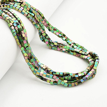 Намистини Гематит, Натур. камінь, Кубик, 3х3х3 мм, Ірис (BUS-053990)