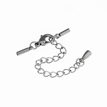 Замок-карабін із нерж. ст. з ковпачками 8х2 мм, Темне срібло (STL-055752)