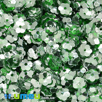 Пайетки Индия цветы, 6 мм, Зеленые (PAI-037854)