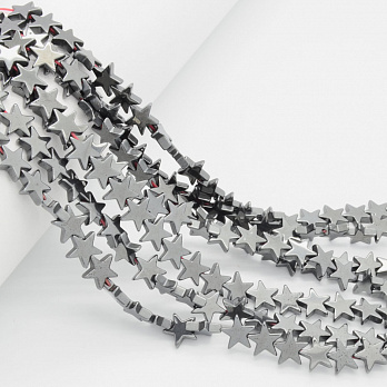 Намистини Гематит, Натур. камінь, 8,5х2,4 мм, Зірка (BUS-051772)