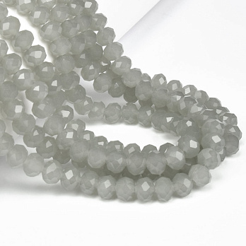 Намистини ронделі, 8х6 мм, Сірі (імітація нефриту) (BUS-057148)
