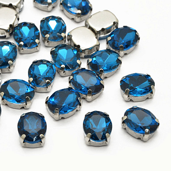 Шатон овальний 18х13 мм, Темне срібло, Бірюзовий (KAB-052873)