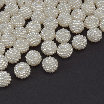 Намистини пластикові Ожина, Круглі Перли, 10 мм, Молочні (BUS-059610)