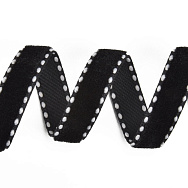 Стрічка оксамитова з кантом, 10 мм, Чорна (LEN-060569)