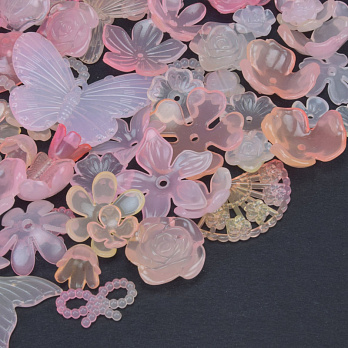 Бусины пластиковые,  Микс персиковый (BUS-062011)