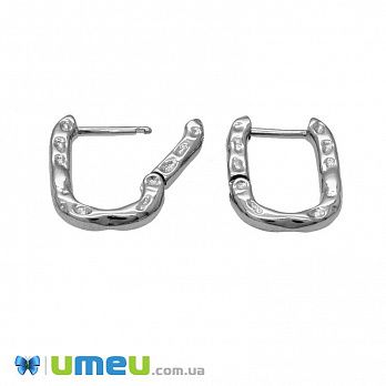 Серьги Huggie, Латунь с покрытием Родий, 16х12х2,5 мм (OSN-047297)