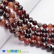 Намистини Агат коричневий, Натур. камінь, 10 мм, 38 см, Круглі (BUS-049744)