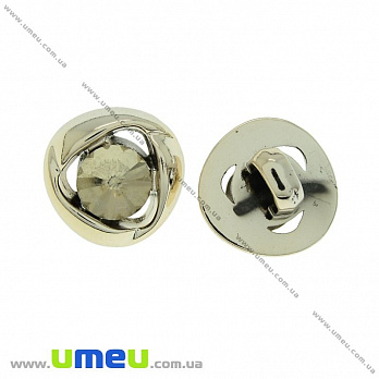 Гудзик пластиковий на ніжці зі стразами, 11,5 мм, Жовтий світлий, Світле золото (PUG-021471)