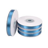 Атласная лента с люрексом, 10 мм, Синяя с серебром (LEN-016735)