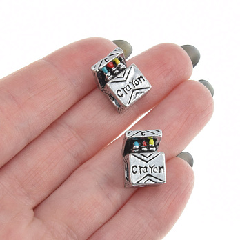 Намистини мет. Скриня, 15х10 мм, Античне срібло (BUS-006953)